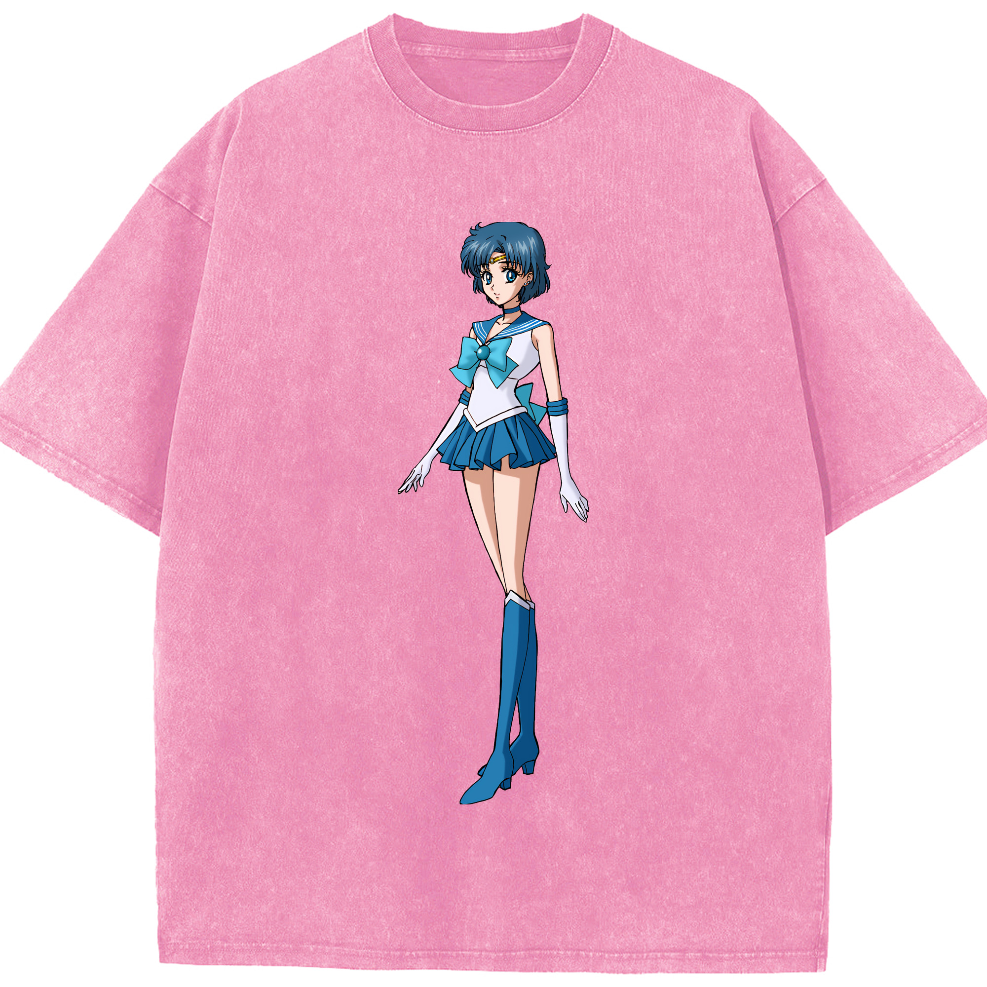 （画像用） 美少女戦士セーラームーン 水野 亜美 みずの あみ Sailor Moon Mizuno Ami 綿100% ヴィンテージ風 半袖Tシャツ（フロントプリント）